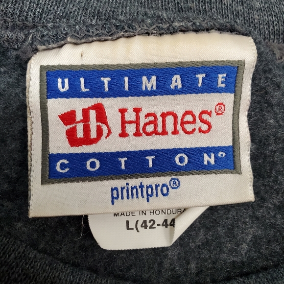 Hanes Camo America Men's Large Gray Sweater Sweatshirt Long Sleeve 100 Proof - Picture 6 of 10